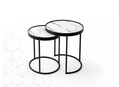 Tavolini 2x Tavolino da salotto Tavolino da caffè Tavolino in acciaio inossidabile