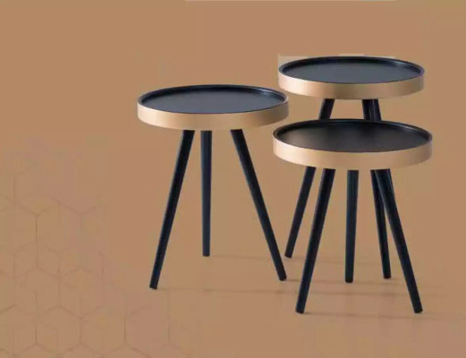 Tavolino auxiliar elegante Tavolino da salotto Tavolino Tondo in Legno nuovo nero