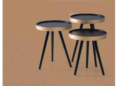 Tavolino auxiliar elegante Tavolino da salotto Tavolino Tondo in Legno nuovo nero
