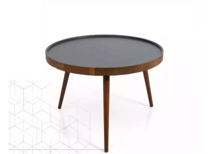 Tavolo da pranzo rotondo, tavolino da caffè, colore marrone, nuovo stile moderno in legno.