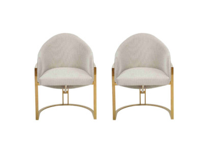 Elegante 2 sedie in metallo imbottite per sala da pranzo bianche moderne.