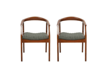 Sedie marroni Design sala da pranzo soggiorno sala da pranzo legno 2x sedie imbottite con braccioli