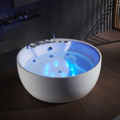Vasca da bagno circolare idromassaggio con LED, massaggio a bolle, design benessere