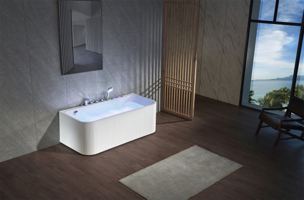Vasca idromassaggio con getti idromassaggio a led ergonomica per il relax.