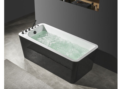Vasca da bagno di lusso nera Vasca da bagno bianca 170x80 con rubinetti completi