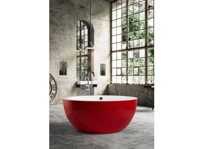 Vasca da bagno indipendente Vasca Vasca da bagno Stand Rotondo Rosso Moderno Bagno