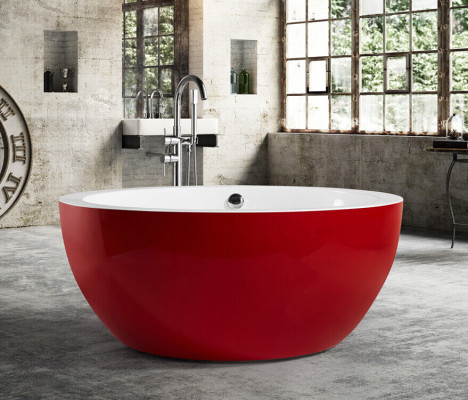 Vasca da bagno indipendente Vasca Vasca da bagno Stand Rotondo Rosso Moderno Bagno