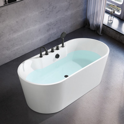 Vasca da bagno contemporanea in acrilico bianco per bagno autonomo.