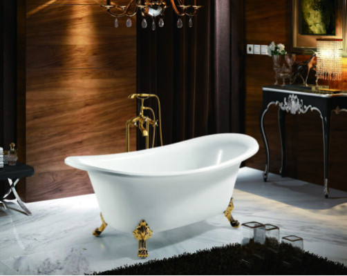 Vasca da bagno freestanding moderna oro bianco ovale