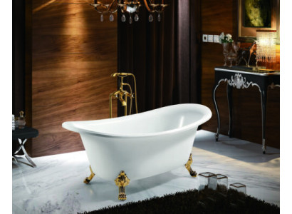 Vasca da bagno freestanding moderna oro bianco ovale