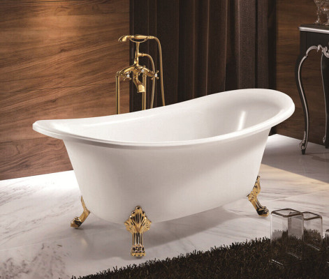 Vasca da bagno freestanding moderna oro bianco ovale
