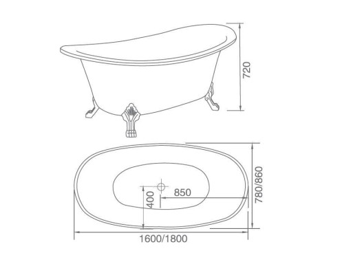 Vasca da bagno freestanding moderna oro bianco ovale