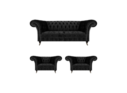 Set da soggiorno Chesterfield, arredamento di lusso completo, 2x poltrone.