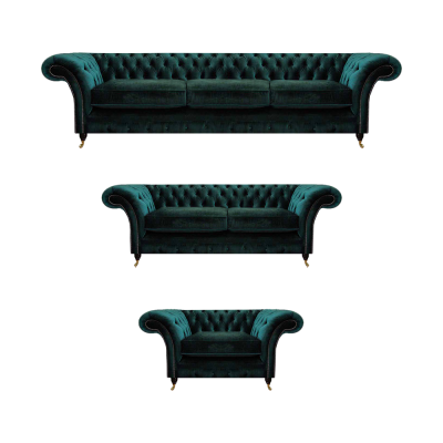 Soggiorno di lusso completo con divani Chesterfield imbottiti 3+2+1