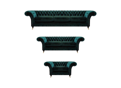 Soggiorno di lusso completo con divani Chesterfield imbottiti 3+2+1