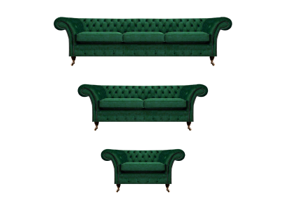 Chesterfield set divano 3 pezzi arredamento imbottito verde soggiorno 3+2+1