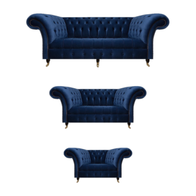Soggiorno lussuoso completo 3 pezzi divani Chesterfield in tessuto poltrona