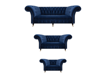 Soggiorno lussuoso completo 3 pezzi divani Chesterfield in tessuto poltrona