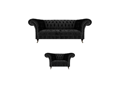 Nero completo Chesterfield imbottito arredamento lussuoso soggiorno