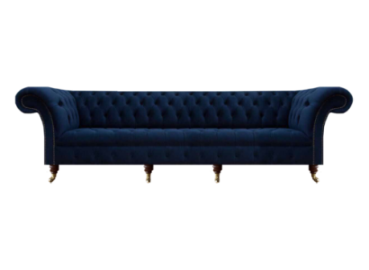 Divano Chesterfield a 4 posti per il soggiorno, design e arredamento imbottiti.