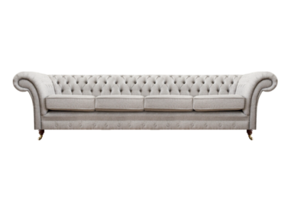 Sofà Chesterfield di lusso NUOVO a 4 posti in tessuto per il salotto.