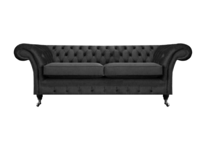 Divano di lusso nero in tessuto a due posti per il soggiorno Chesterfield