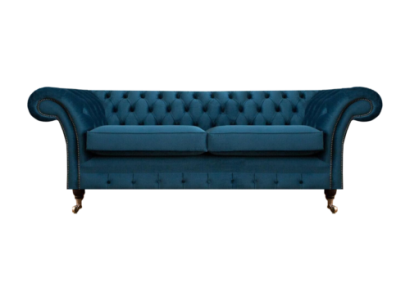 Divano Chesterfield a due posti in tessuto da designer per il salotto.