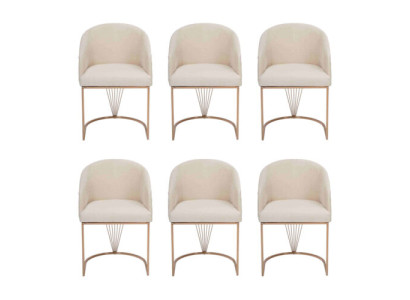 Gruppo di sedie 6x sedie Tessuto Imbottito Seduta Acciaio Inox Sala da pranzo Nuovo