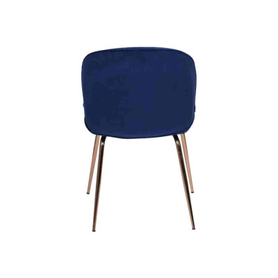 Set da pranzo in tessuto blu con 6 sedie imbottite.   Impostazione di pranzo in tessuto blu con 6 sedie imbottite.