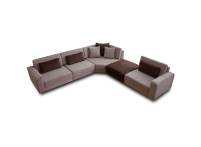 Moderno divano a L per soggiorno, divano imbottito in tessuto, mobili di design.