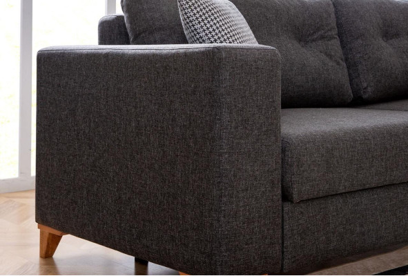 Soggiorno grigio a L, divano in stoffa di design, lusso, divano moderno