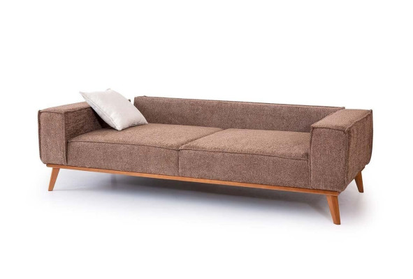 Brown fabric three-seater living room fabric sofa luxurious upholstered furniture