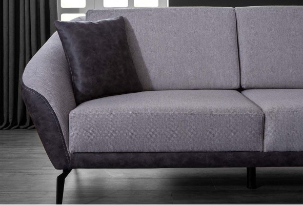 Bianco-grigio divano angolare in tessuto per soggiorno a forma di L, divano angolare design in tessuto.