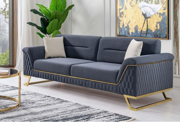 Sofà design in acciaio inossidabile blu per il salotto, moderno, di lusso, nuovo