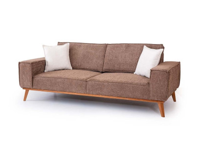 Brown fabric three-seater living room fabric sofa luxurious upholstered furniture