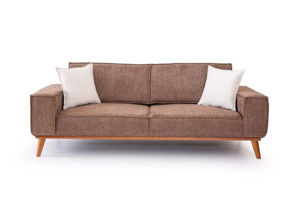 Brown fabric three-seater living room fabric sofa luxurious upholstered furniture