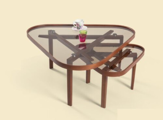 Set di tavolini robusto da designer Tavolini da salotto triangolari in legno di lusso