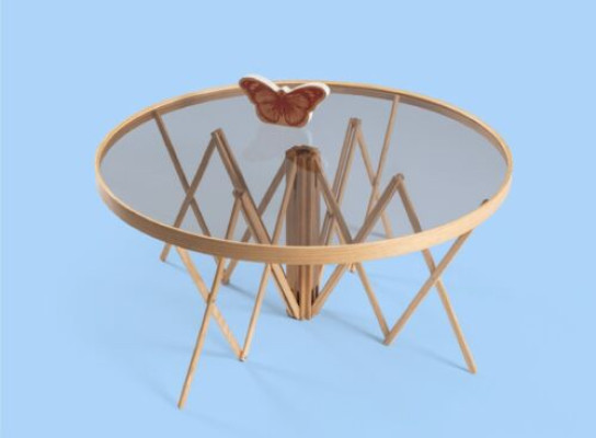 Esclusivo Tavolino Rotondo Design in Legno Moderno Tavolino in Vetro Nuovo