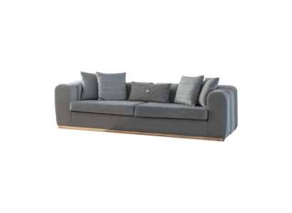 Designer Grigio Quattro Posti di lusso Grande divano a 4 posti in tessuto pregiato