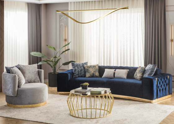 Completto set da soggiorno Chesterfield: divano a 4 posti, 2 poltrone, 3 pezzi.