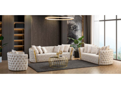 Set di mobili di lusso Chesterfield in acciaio inossidabile completo 3+2+1 posti