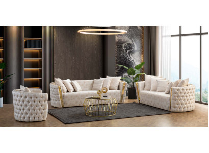 Sofà imbottito bianco Chesterfield design 2 divani Mobili soggiorno