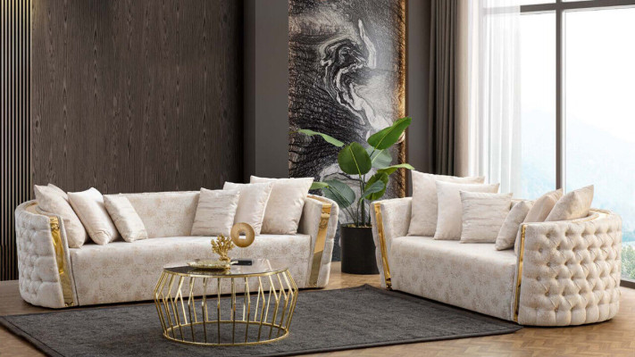 Chesterfield beige divani da soggiorno in acciaio inossidabile 3 posti di lusso 1 posto.