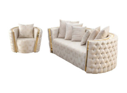 Soggiorno beige Chesterfield 2 posti Poltroncina da seduta di lusso