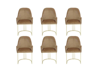 Gruppo Set 6x Sedie Sedia design in tessuto imbottito Sedie da pranzo Tessile