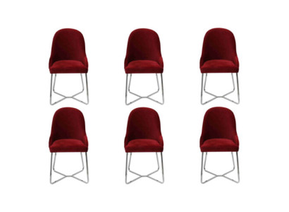 Moderni sedie di lusso per sala da pranzo, rosse, set di 6 sedie, mobili per sala da pranzo.