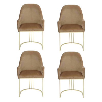 Gruppo di 4 sedie in tessuto design per sala da pranzo