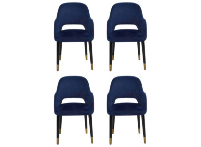 Lusso 4x sedie Lusso Mobili da cucina blu Sedia da pranzo di design Mobili in legno