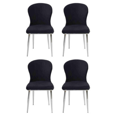 Gruppo Set 4x Sedia Sedia Design Tessuto Imbottito Sedie Sala da pranzo Tessile