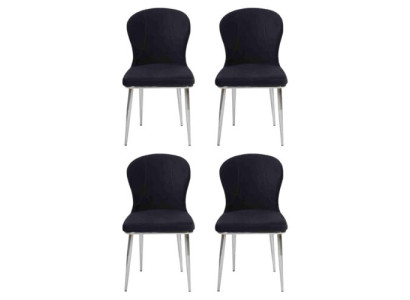 Gruppo Set 4x Sedia Sedia Design Tessuto Imbottito Sedie Sala da pranzo Tessile